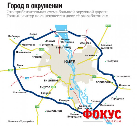 Старый проект кольцевой дороги Киева, от Укргипродор