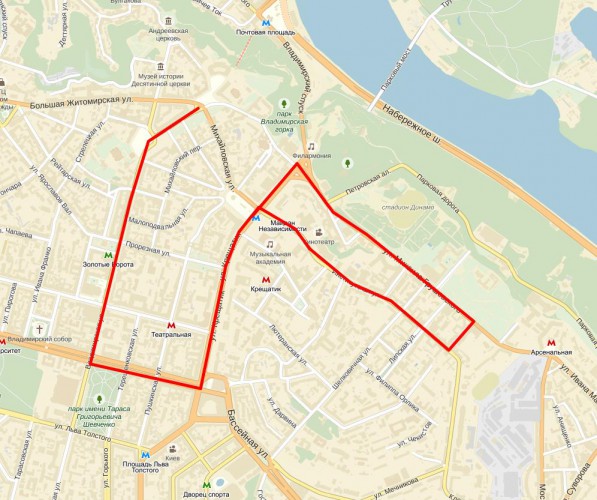 Карта перекрытых улиц столицы